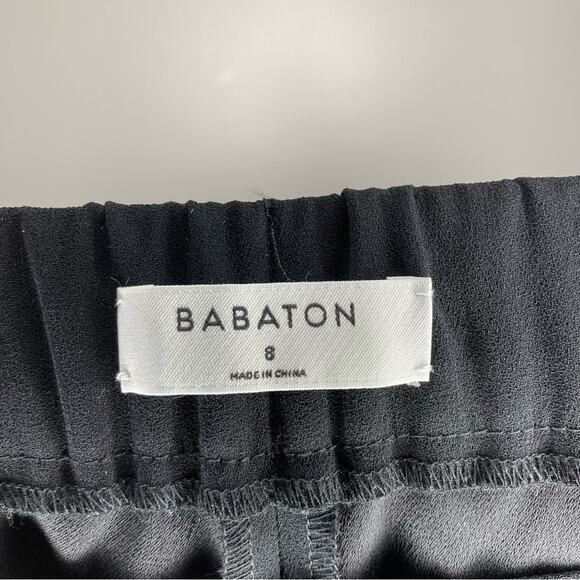 NWT BABATON Cohen Pant Cropped Mid Rise Pleated Trouser Black 8 Aritzia - Picture 6 of 9